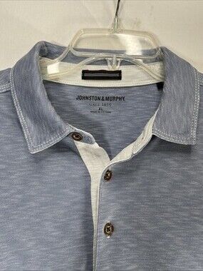Johnston & Murphy Slub Polo Shirt XL Blue, Modal Blend, Short Sleeve, Preppy